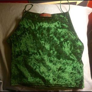 Green velvet crop top